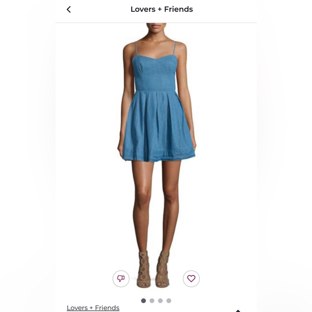 Never worn. Lovers and Friends Mini Fit and Flare Denim Dress in Small - Picture 5 of 7